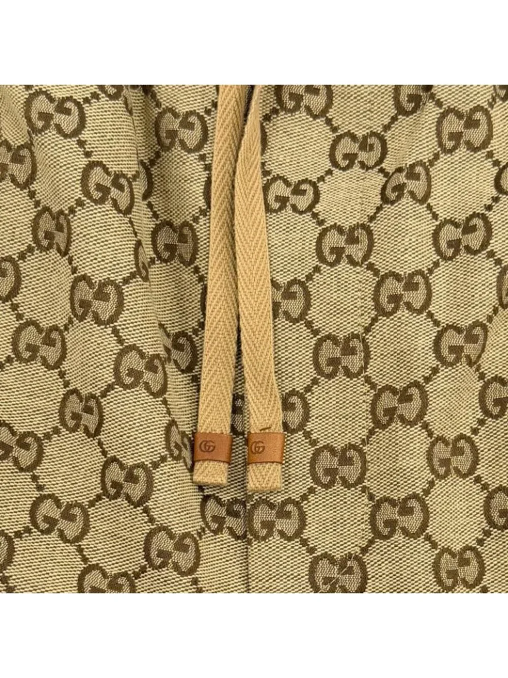 Gucci Cotton Logo Buttoned GG Allover Pattern Leather Easy Pants Jogger Brown 44